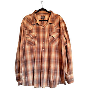 Vintage‎ Western Cowboy High Noon Sz XL Pearl Snap Plaid Shirt Work Outdoor